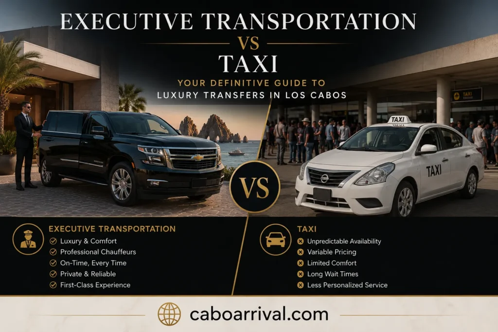 Executive Transportation vs Taxi Your Definitive Guide to Luxury Transfers in Los Cabos_resultado
