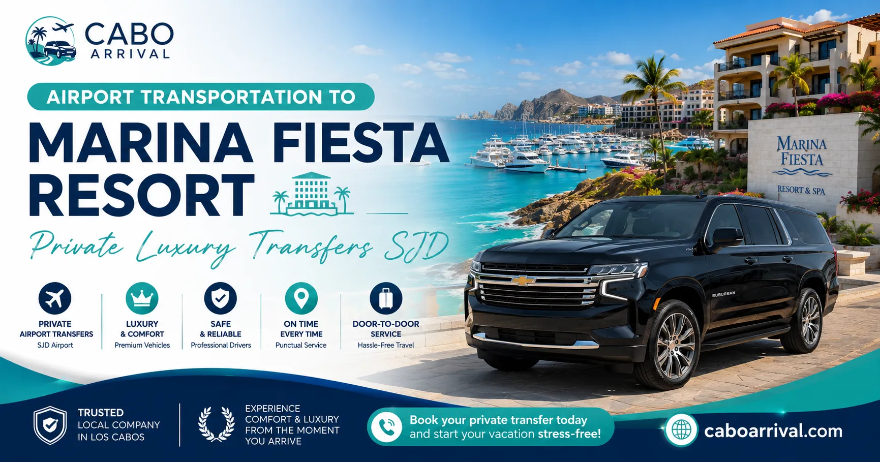 Airport Transportation to Marina Fiesta Resort Private Luxury Transfers SJD_resultado